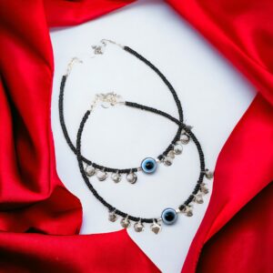 Stylish Ghungroo  Evil Eye Protection Silver Chain Anklets