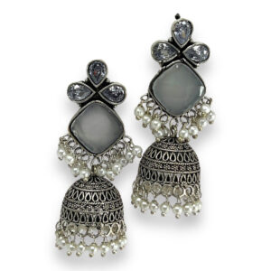 Oxidized Jhumka Teardrop Earrings: Vintage Allure