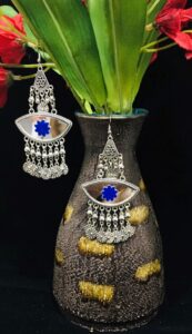 Silver Plated Oxidized Mirror Earrings