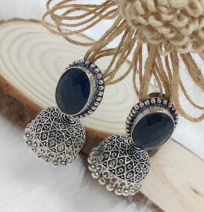 German Silver Dangling Bell Jhumkhi Earrings