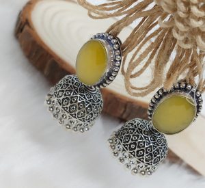 German Silver Dangling Bell Jhumkhi Earrings