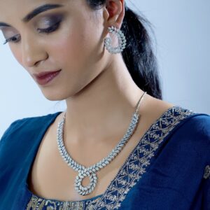 Gold-Adorned Cubic Zircon Necklace Set