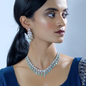 Sculpted Splendor: Cubic Zircon Artistry Necklace Set