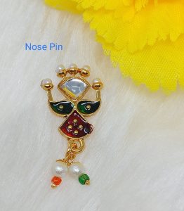 Elegant Non-Pierced Nose Pin - Gold Plated Non-Piercing Clip-On Nose Pin
