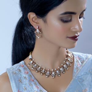 Antique Uncut Polki Kundan and CZ Jewelry Set