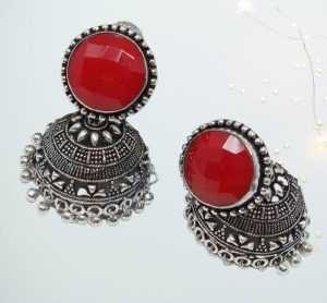 German Silver Oxidized Jhumka Earrings