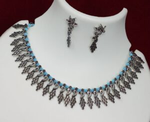 Peacock Pendent Silver Plated Oxidized Jewelry Set