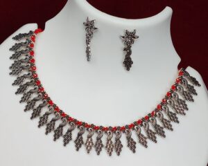 Peacock Pendent Silver Plated Oxidized Jewelry Set