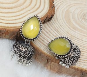 German Silver Oxidized Jhumka Earrings