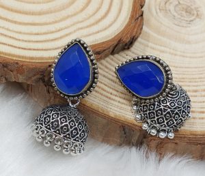 German Silver Oxidized Jhumka Earrings