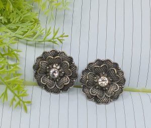 Silver Flower Charm Earrings