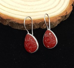 Gemstone Silver Hook Earrings